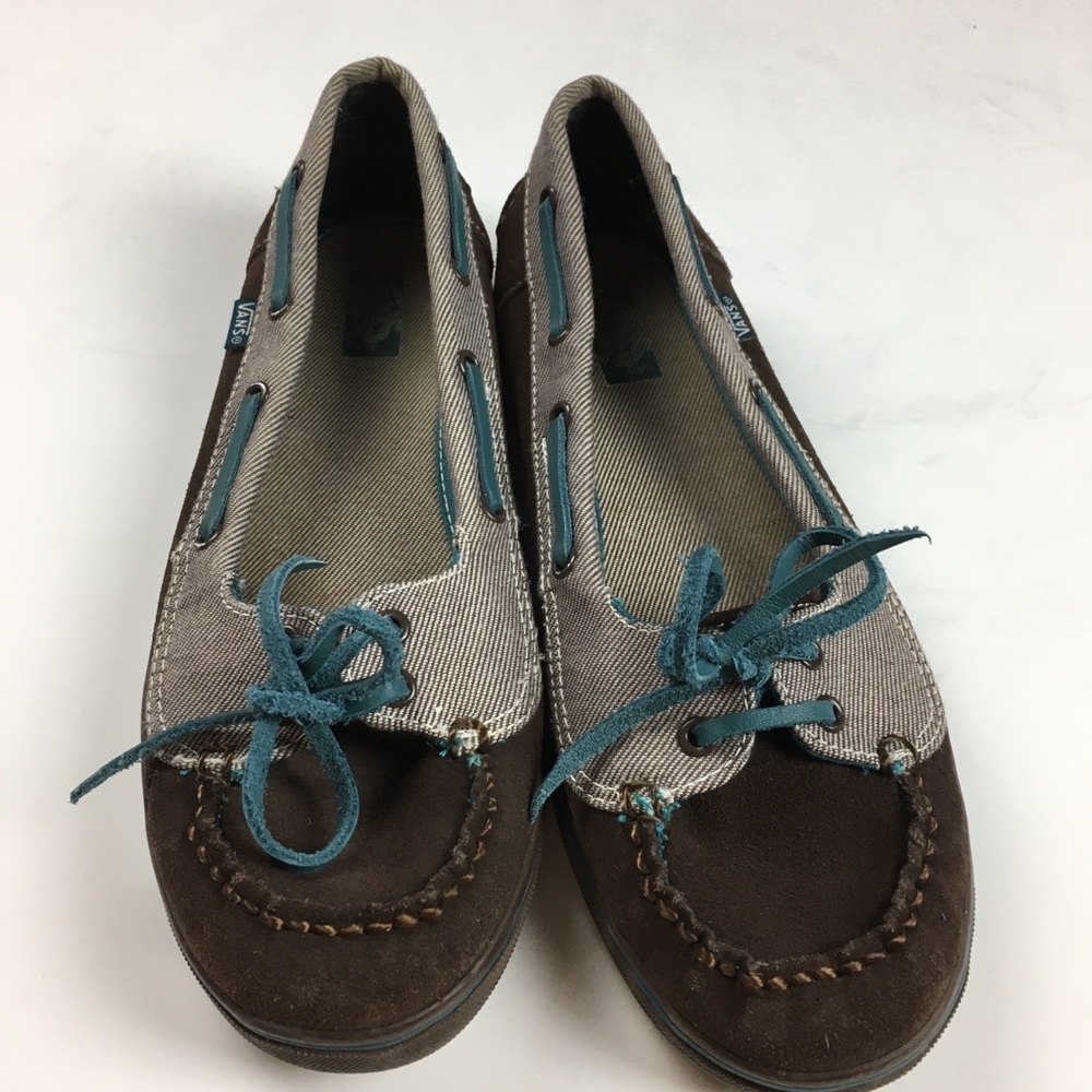 Vans Brown Leather Slip On Loafer Shoes
